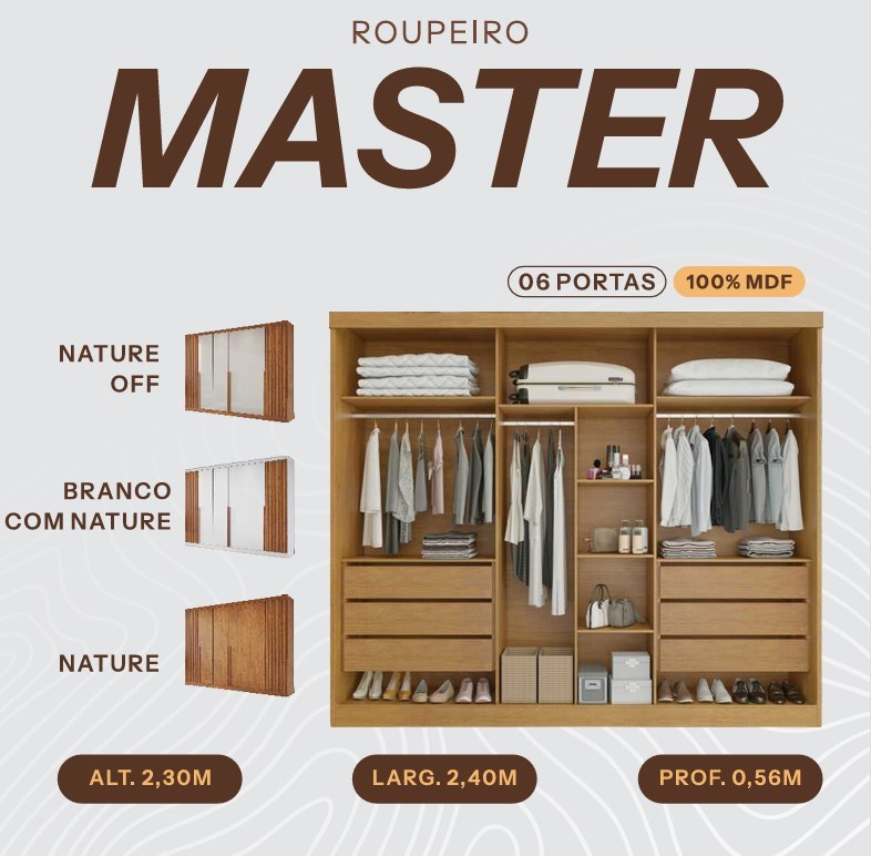 Guarda Roupa 6 Portas Bianchi Master — Nature